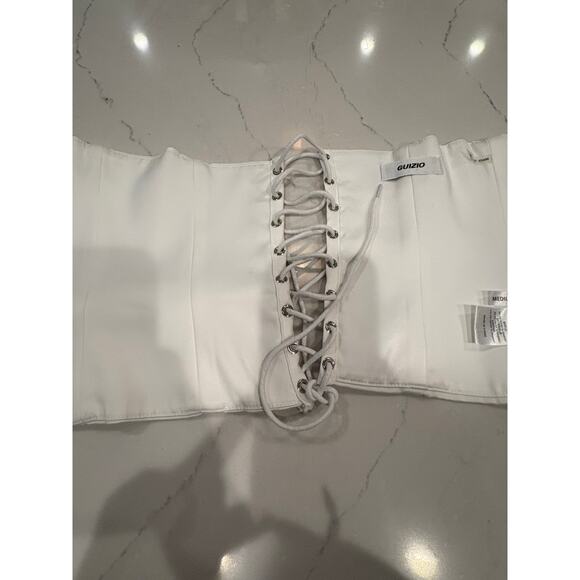 Worn once White Danielle Guizio Satin Corset Top Lace up Back size Medium M - Picture 7 of 7